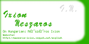 ixion meszaros business card